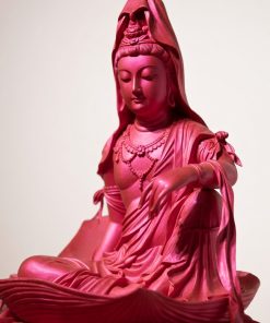 Guanyin (Avalokiteshvara) Statue – Pink-Purple Stone