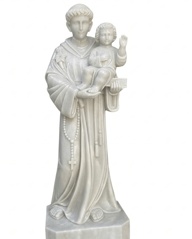 Saint Anthony, in white marble