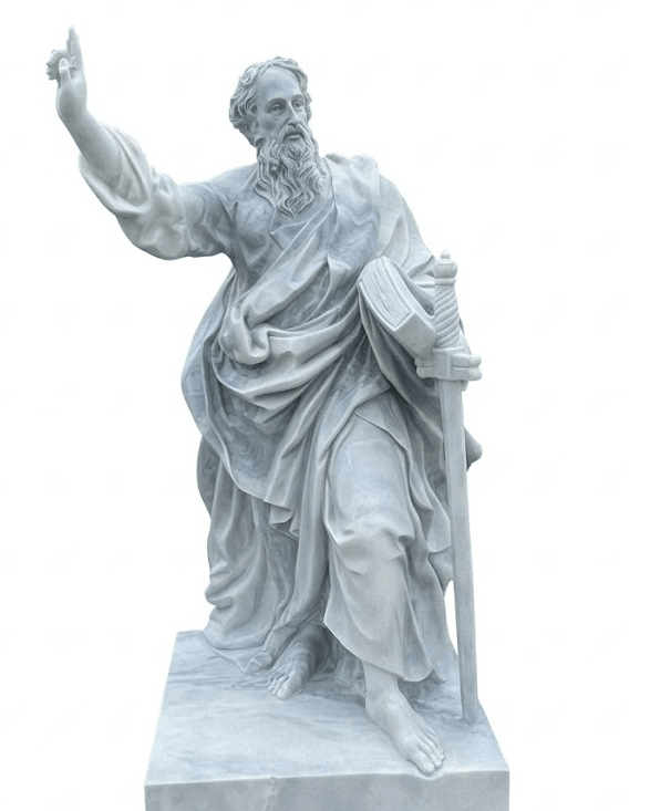 Statue of Saint Paul in white marble