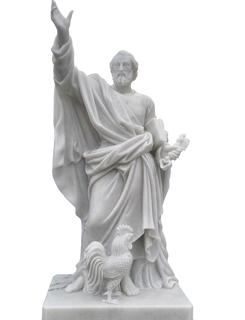 Statue of Saint Peter in white marble