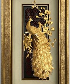 A painting of two peacocks