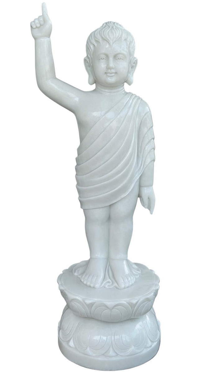 The newborn Shakyamuni Buddha, in white marble